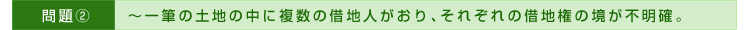 >>問題②～一筆の土地の中に複数の借地人がおり、それぞれの借地権の境が不明確。